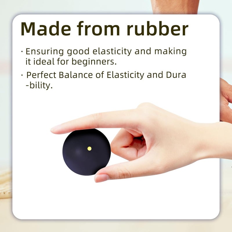 Flylin كرة اسكواش بنقطة واحدة، كرات اسكواش عالية الارتداد للتدريب التنافسي، 37 مم حزمة كرات اسكواش للمبتدئين من 3 قطع - Image 4